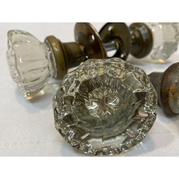 Vintage 12 Point Clear Crystal Glass Knobs - Picture 2 of 12